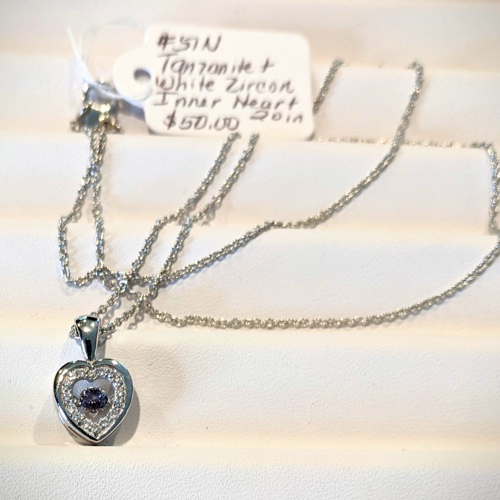 Tanzanite & White Zircon Pendant with chain